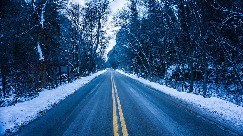 Icy Winter Road HD wallpaper