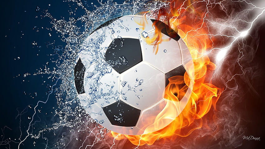undefined вода огън, пламъци на футболна топка HD тапет