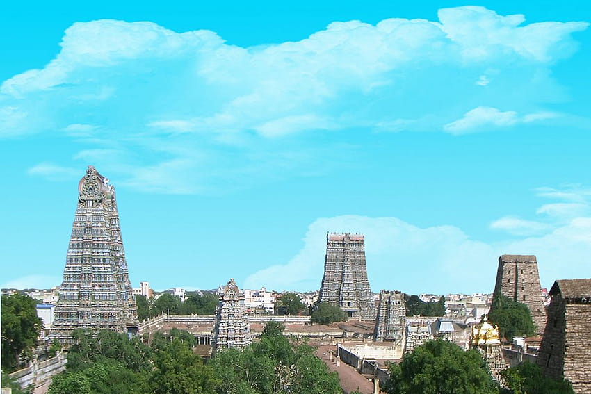 Meenakshi Tapınağı ve Madurai HD duvar kağıdı