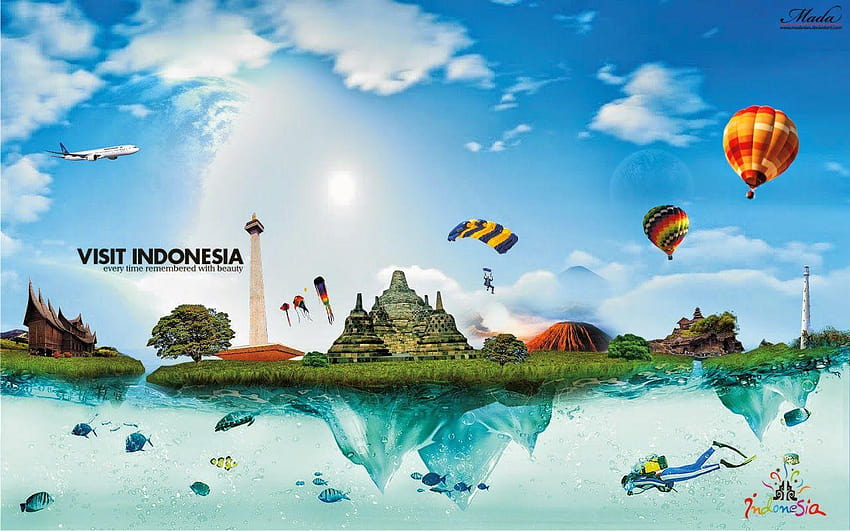 Ku : Merveilleuse Indonésie, elmo biru Fond d'écran HD