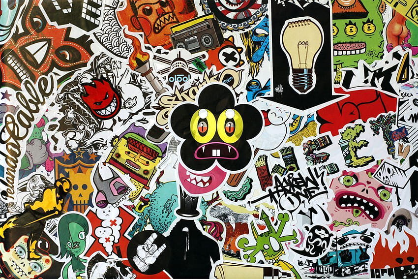 Stickers All the Way, stickerbomb HD wallpaper