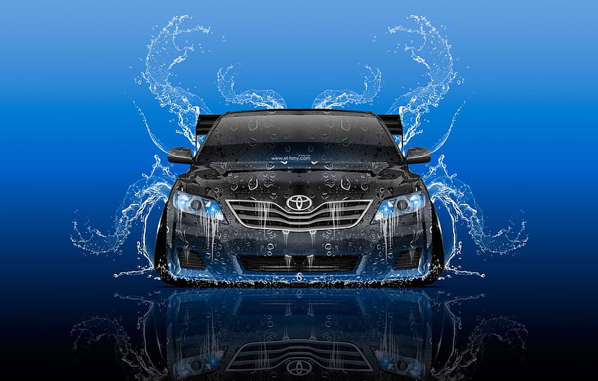 Wasser, Auto, Design, Schwarz, Blau, Tuning, Stil, Japan, Spritzen, Toyota, Auto, Kreativ, Kunst, Kunst, Blau, Abschnitt stil, blauer Toyota HD-Hintergrundbild
