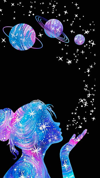 Galaxy blue cute galaxy girl girl kind moon pink purple sun HD  phone wallpaper  Peakpx