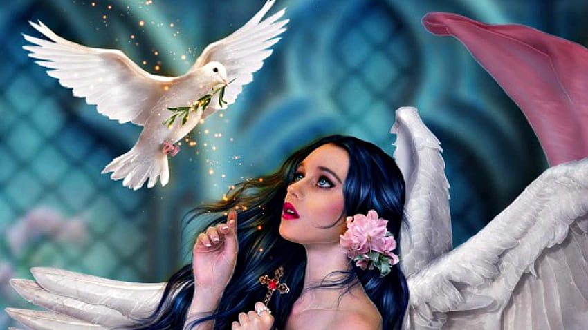 2 Angel , 3D Backgrounds, angel of peace HD wallpaper