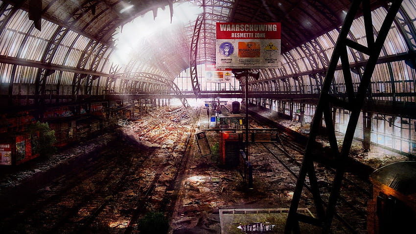 Ciudad abandonada Estación de tren de Ámsterdam 00329 fondo de pantalla