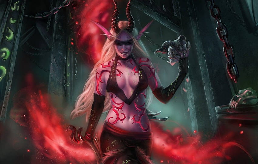dziewczyna, sztuka, WOW, elf, łowca demonów, łowca demonów, World Of Warcraft , sekcja прочее, łowca kobiet Tapeta HD