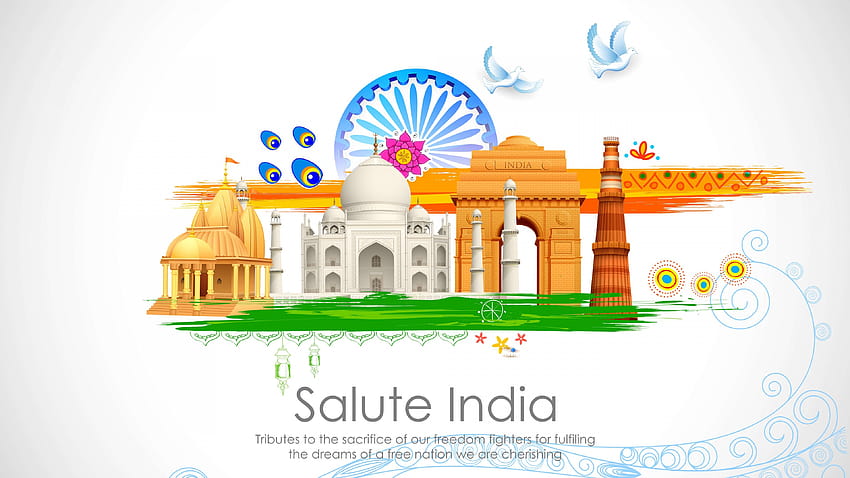 Grüßen Sie Indien, Tribut, Domkämpfer, India Gate, Taj, indische Domkämpfer HD-Hintergrundbild