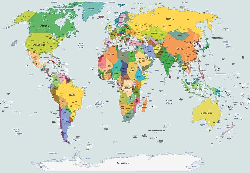 Политическа карта на света Atlas Wall Paper Mural, политическа карта на света HD тапет