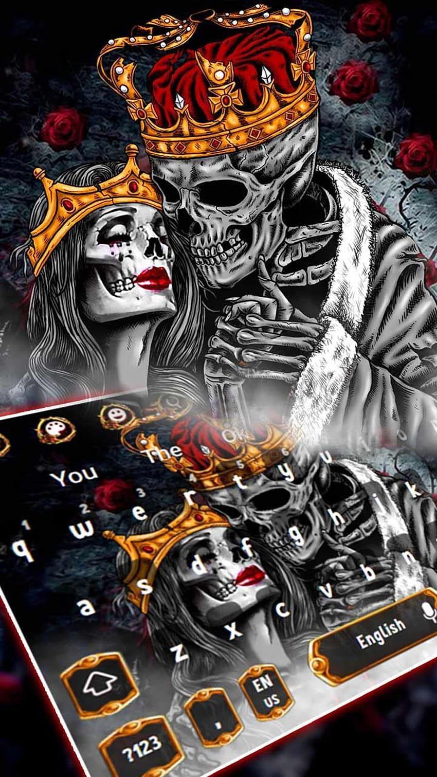 Gold skull King & Queen Keyboard Theme for Android HD phone wallpaper