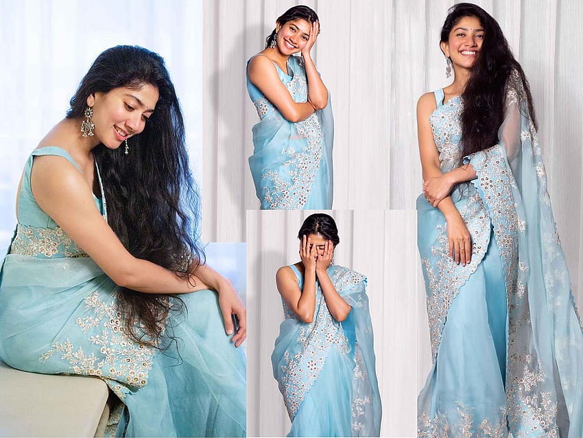 Sai Pallavi's mesmerizing looks in Blue Organza Saree, sai pallavi saree HD wallpaper