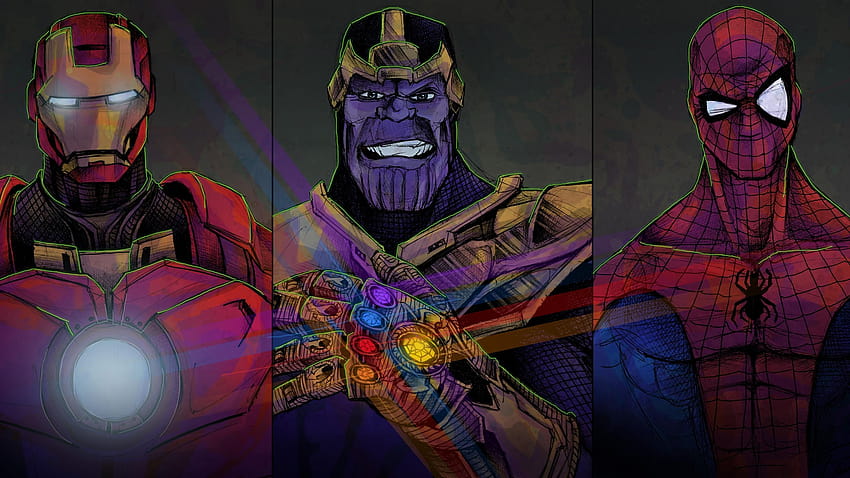 Iron Man Thanos Spiderman 4:3, thanos and iron man HD wallpaper
