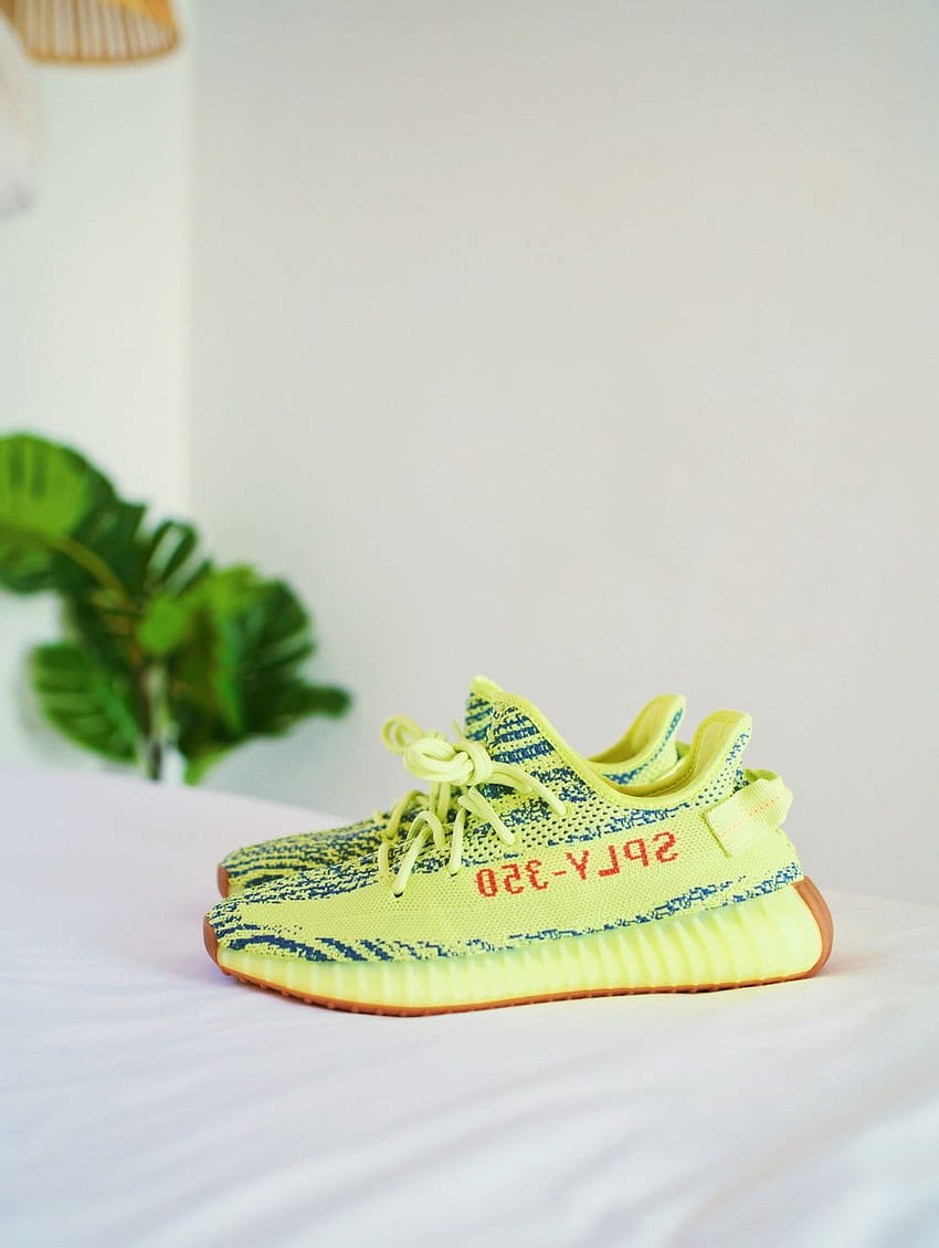 frozen yellow Adidas Yeezy Boost v2's ..., yellow shoes HD phone wallpaper