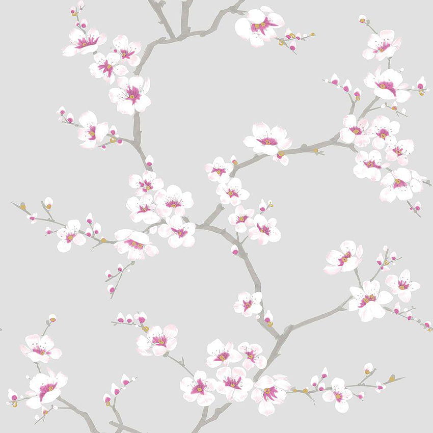 Fresco Apple Blossom Grey and Pink, cottage in fiore di ciliegio Sfondo del telefono HD