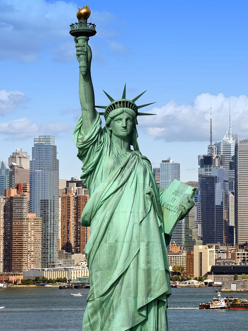 อนุสาวรีย์เทพีเสรี เมืองนิวยอร์ก สหรัฐอเมริกา เมือง บ้าน 1536x2048, patung liberty วอลล์เปเปอร์โทรศัพท์ HD