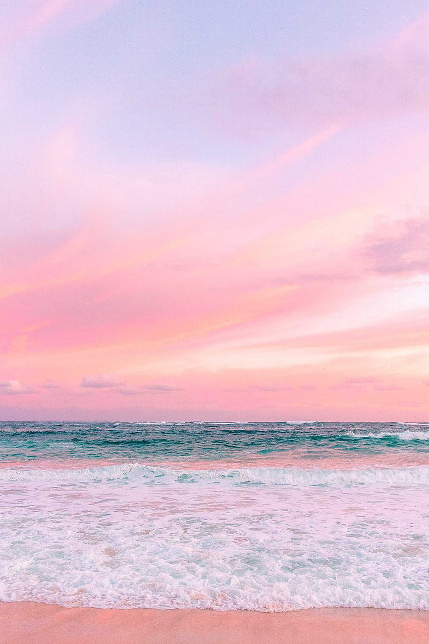 Pastel Pink Beach Sunset – Koala Beach General Store, pastel summer beach HD phone wallpaper