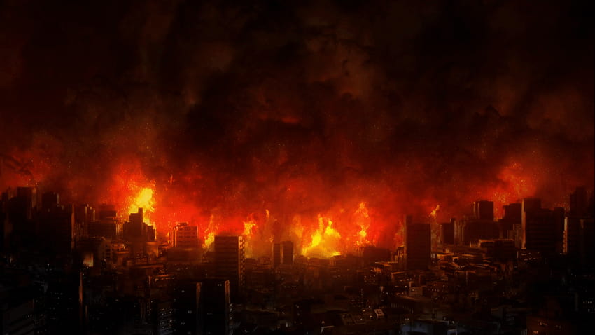 Fate Zero, burning city HD wallpaper