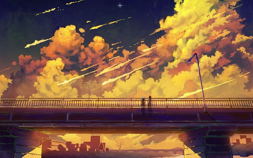 Anime Kuning, anime estetika oranye Wallpaper HD