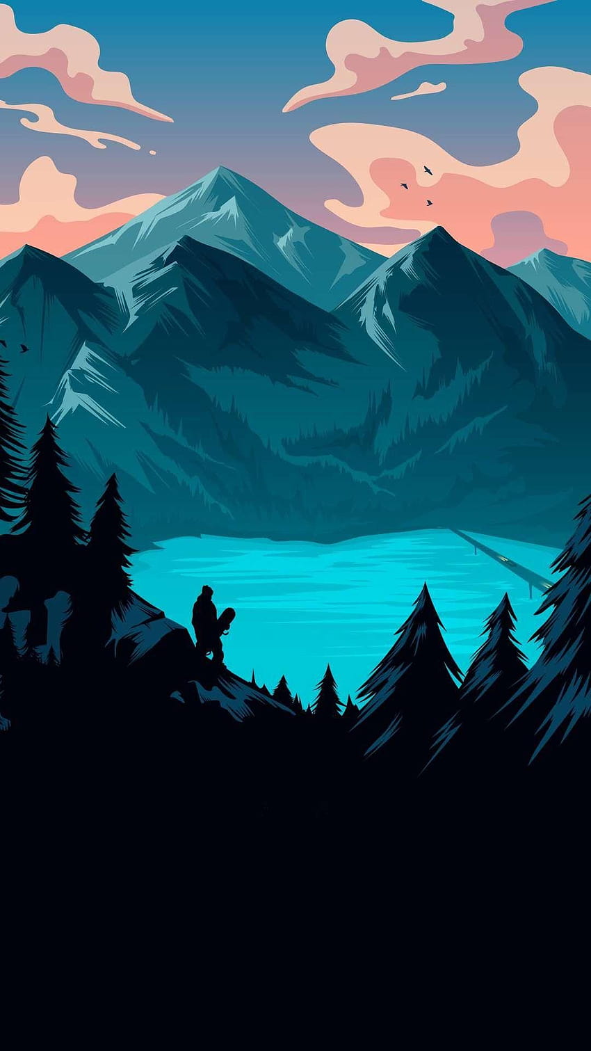 Blue Lake ทิวทัศน์ของแคนาดา iPhone ในปี 2019 ทะเลสาบแบบมินิมอล วอลล์เปเปอร์โทรศัพท์ HD