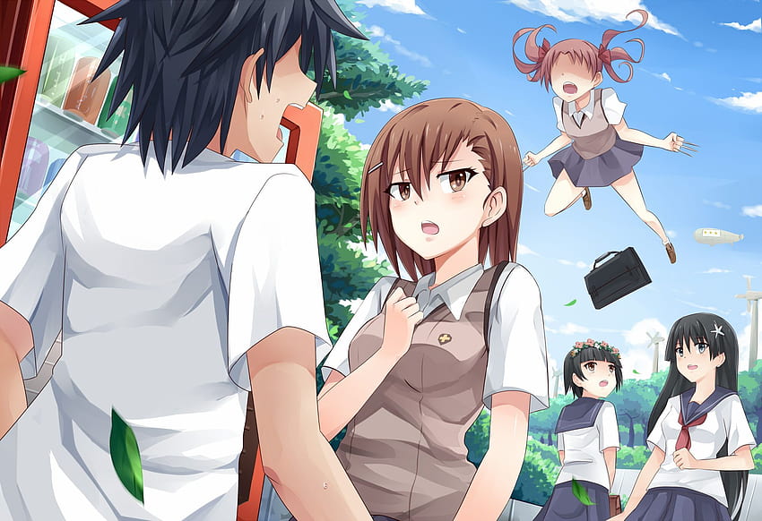 misaka mikoto nishimura hiroyuki saten ruiko seifuku shirai kuroko, kamajo ve misaka HD duvar kağıdı