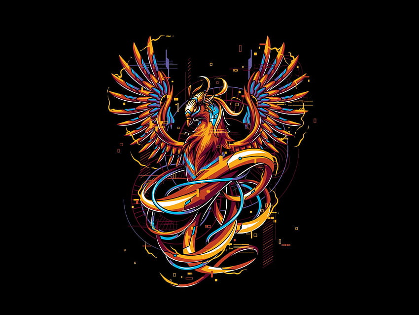 Fantasy, Art, bird, Vector , Background, Phoenix, Illustration • For You For & Mobile, neon phoenix HD wallpaper