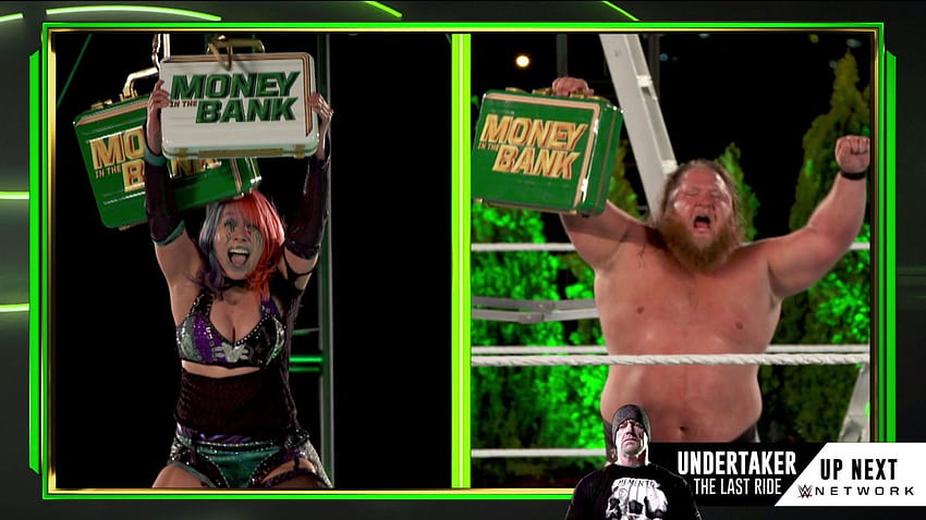 Hasil WWE Money in the Bank: Otis dan Asuka menang setelah Rey Mysterio dan Aleister Black terlempar dari atap WWE HQ, juara bank uang wwe Wallpaper HD
