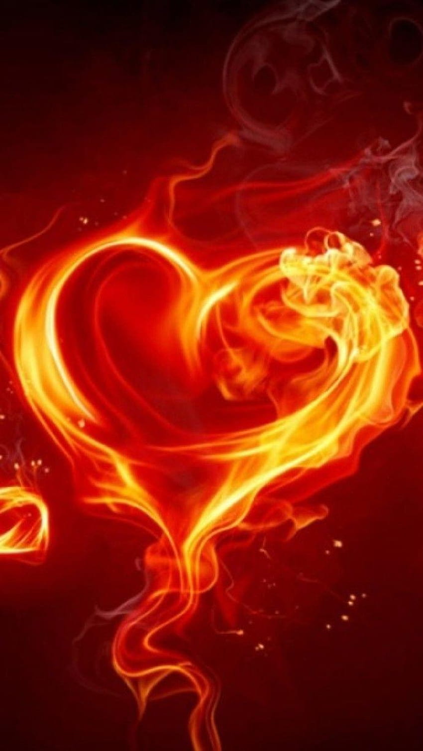 Animated Heart Fire Phone Mobile Fr, cuore di fuoco Sfondo del telefono HD