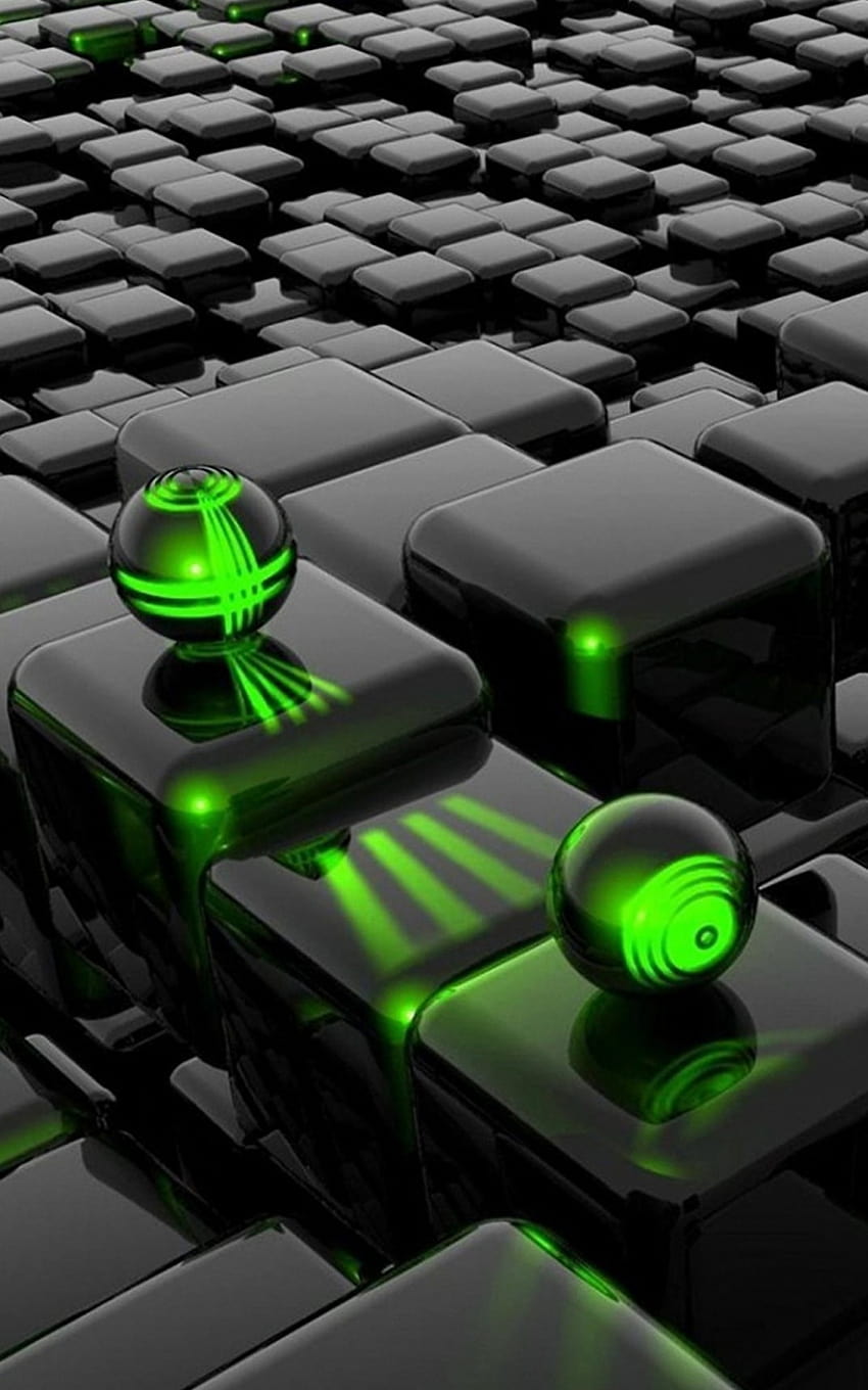 1080x1920 3d green ball cubos oscuros iphone 6s plus [1080x1920] para su, móvil y tableta fondo de pantalla del teléfono