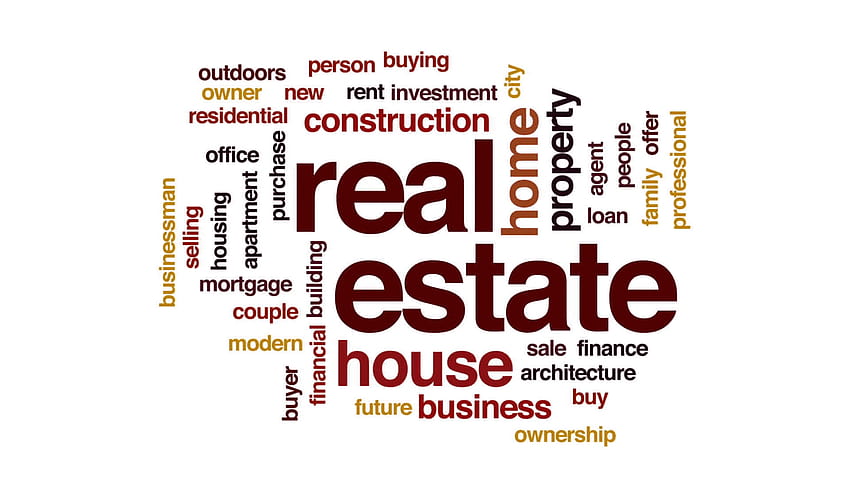 Real estate animated word cloud, text design animation. Motion HD wallpaper