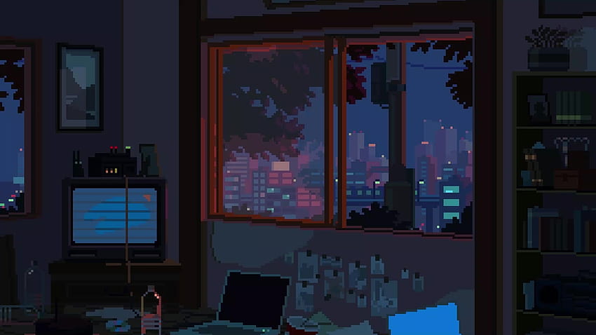 Pixel Night Room Live HD wallpaper