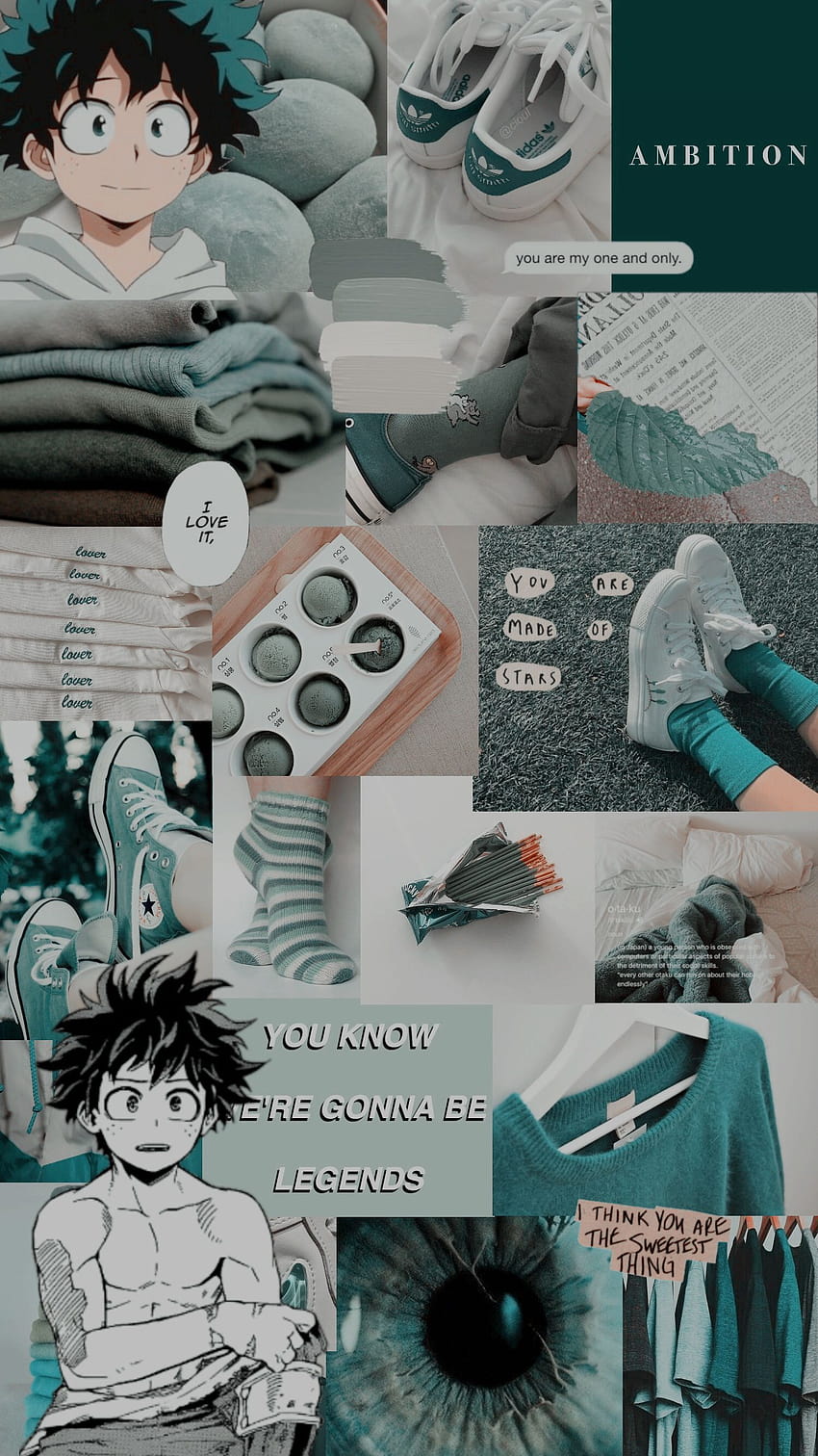 Aesthetic Anime Green Collage opublikowane przez Sarah Tremblay, estetyka anime w kolorze zielonym Tapeta na telefon HD