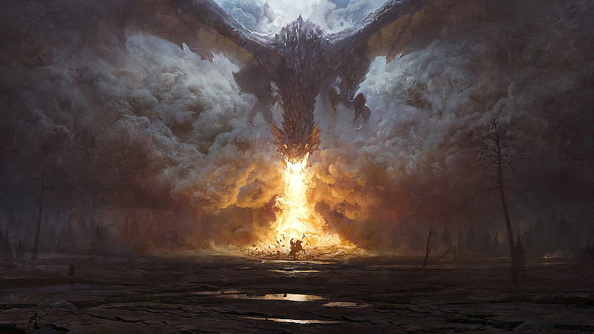 Dragon Fire Breath Fantasy Art, fantasy fire HD wallpaper