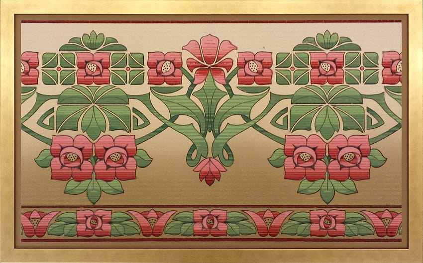 Friso de Arts & Crafts con rosa estilizada/Antiguo/Arte de pared fondo de pantalla