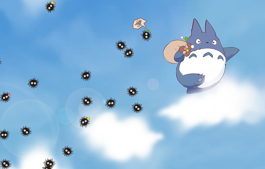 the sky, clouds, anime, my neighbor Totoro, spirited away, My Neighbor Totoro, Spirited Away, Susuwatari , section кодомо, my neighbor totoro anime HD wallpaper