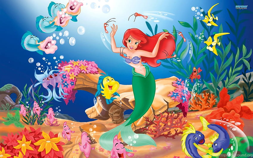 Карикатурни фонове за малката русалка Ариел, русалката Ариел HD тапет