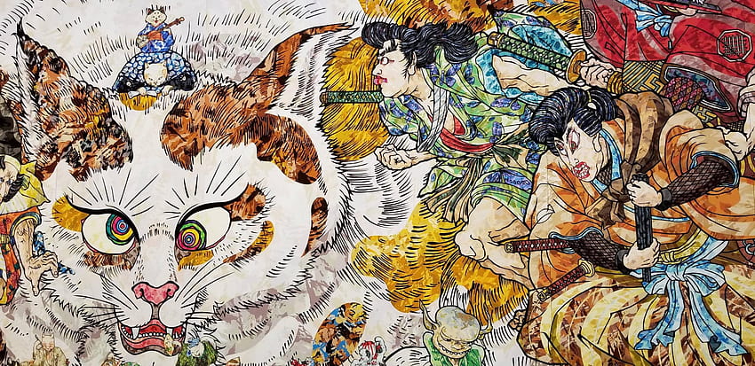 Японско модерно изкуство, безумна котка :, японска котка HD тапет