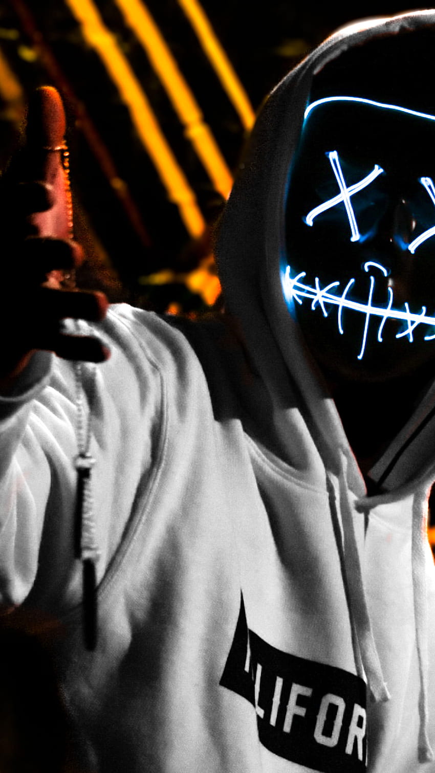 Neon Man Wearing White California Pullover Hoodie • For You For & Mobile, white hoodie HD phone wallpaper
