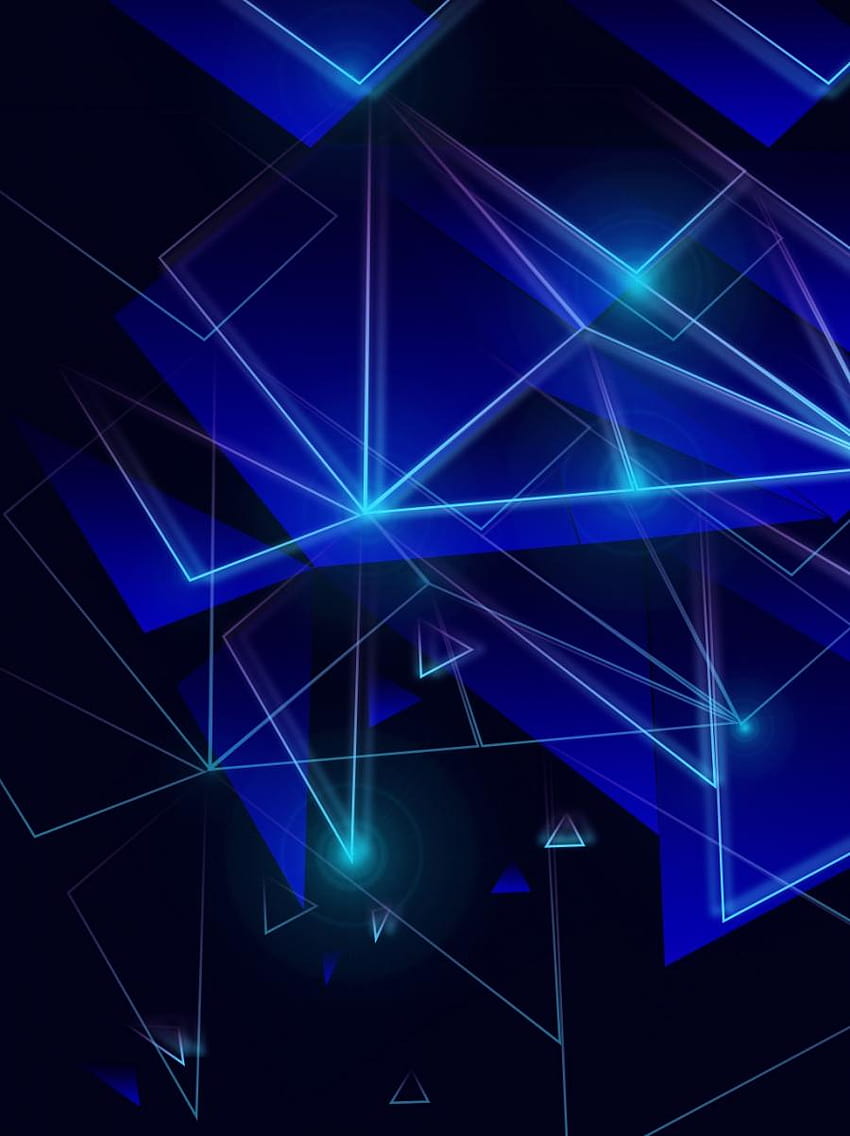 青のグラデーション テック ライン光の幾何学的な背景、青、冷ややかな青のポリゴン HD電話の壁紙
