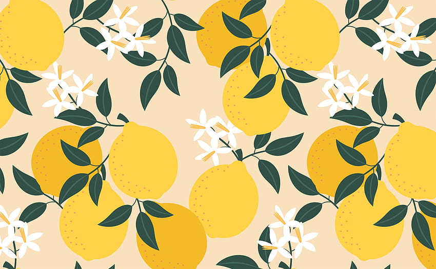 Lovely Lemons, spring pattern laptop HD wallpaper