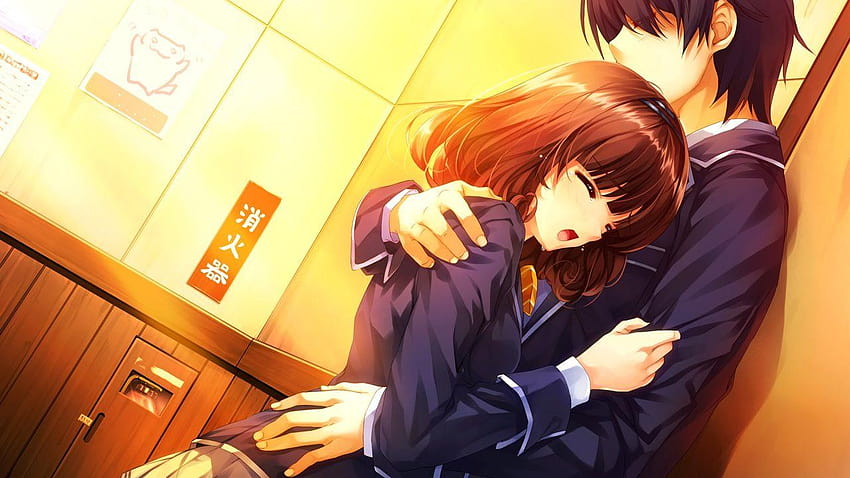 悲しいアニメの女の子と男の子、泣いているカップルが抱きしめるアニメ 高画質の壁紙 | Pxfuel