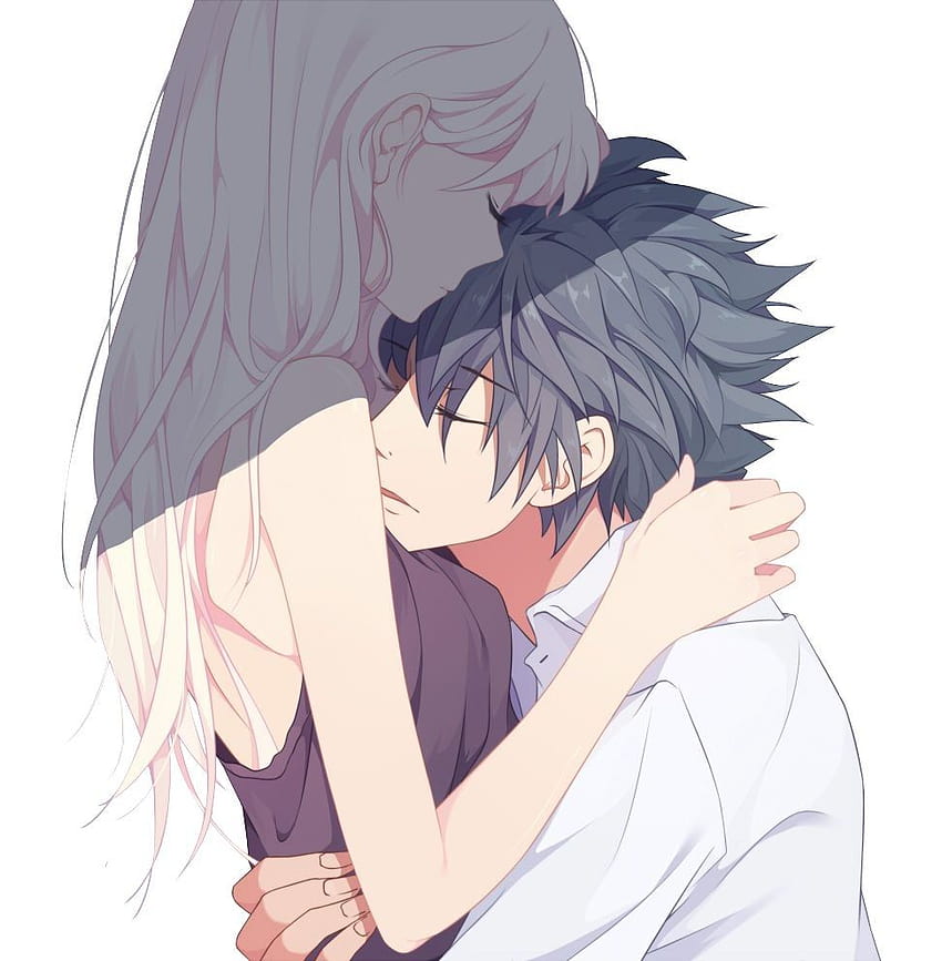 Dibujo de pareja de anime besándose en la frente, amigo besándose de anime fondo de pantalla del teléfono