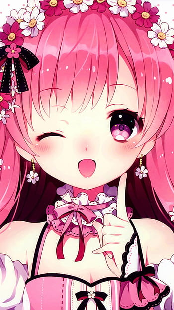 Candy Sweets Anime Manga Kawaii Pink Crown - Anime Chibi Girl Peace Sign  PNG Image | Transparent PNG Free Download on SeekPNG