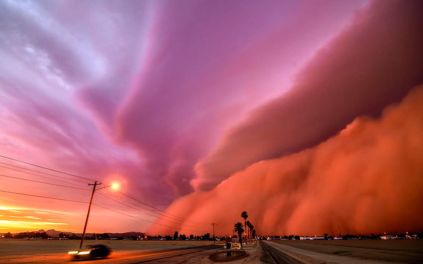 15가지 놀라운 날씨 중 애리조나 마을을 뒤덮은 먼지 폭풍 HD 월페이퍼