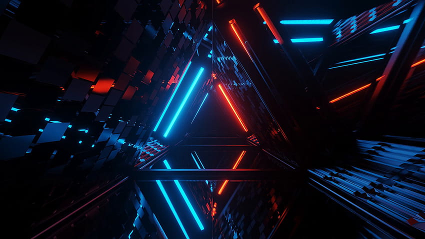 Coole geometrische dreieckige Figur im Neon-Laserlicht für das Telefon HD-Hintergrundbild