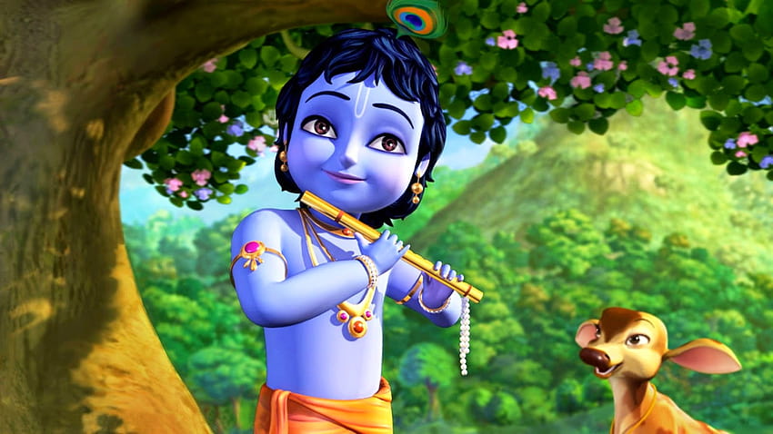 Little Krishna, lord krishna animated HD wallpaper
