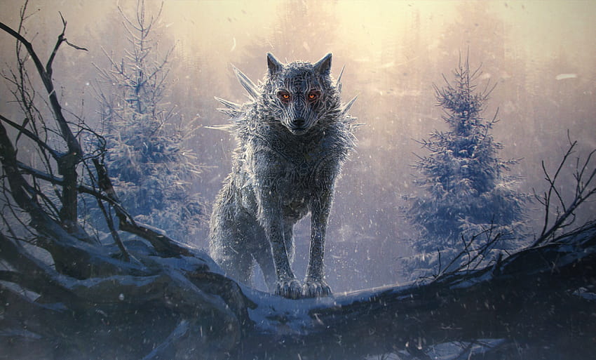 61769 Fenrir è un lupo mostruoso nella mitologia norrena, Animale, Lupo fenris Sfondo HD