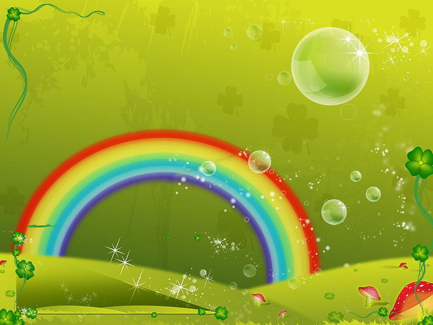 Clover Fantasy World, rainbow st patricks day HD wallpaper