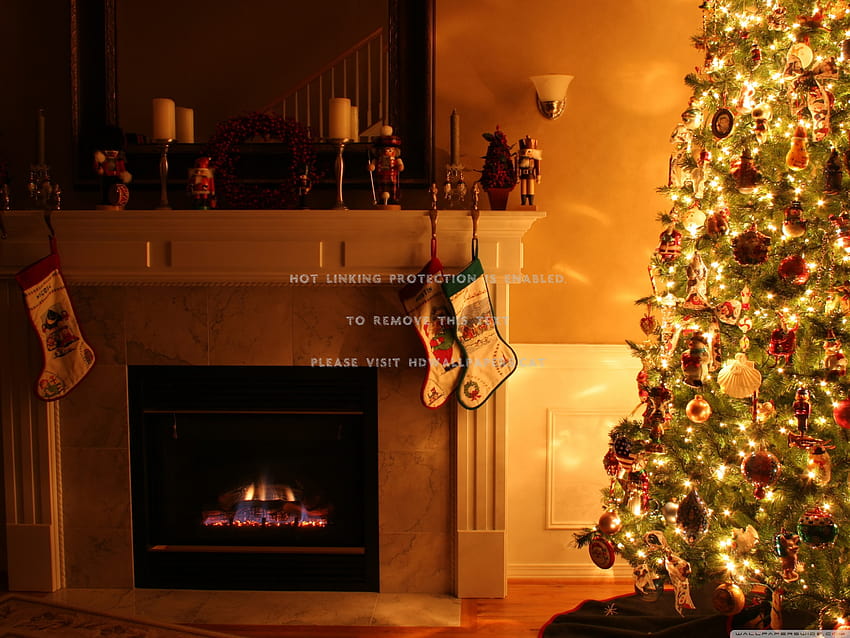 comfy christmas home for tree fireplace, christmas fireplace scenes HD wallpaper