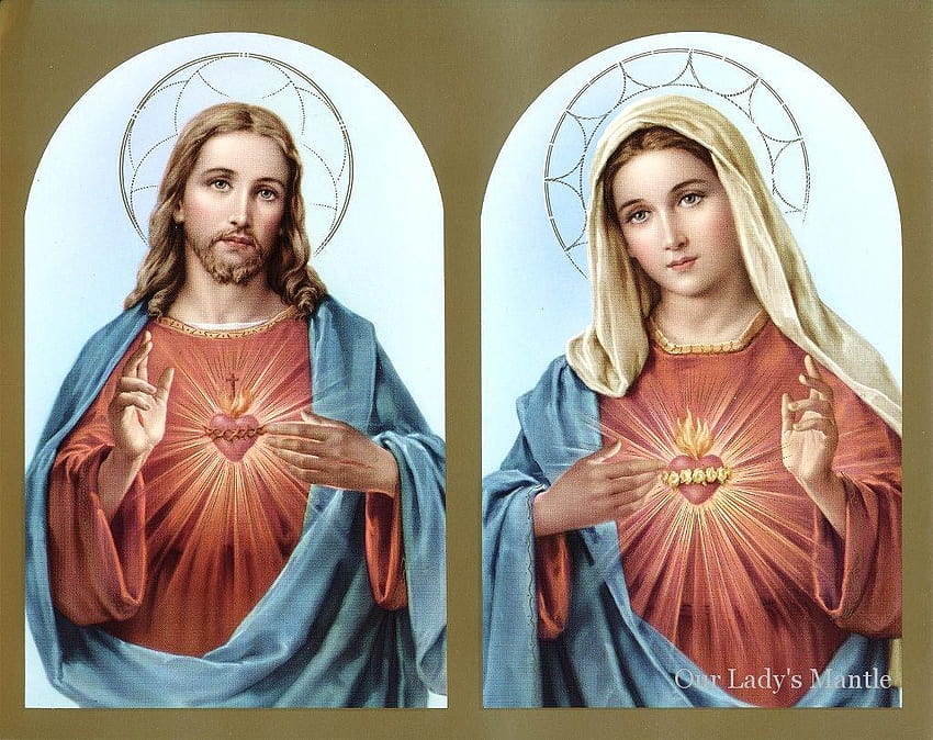 result for of sacred heart of jesus and immaculate, immaculate heart of mary HD wallpaper