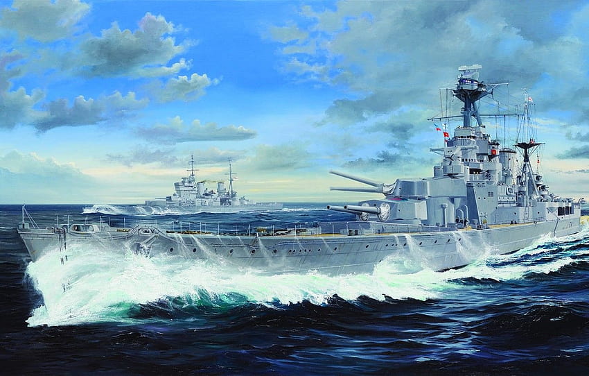 кораб, изкуство, флот, военен, боен кораб, британски, боен кораб, WW2, Hood, HMS , раздел оръжие, бойни кораби ww2 HD тапет