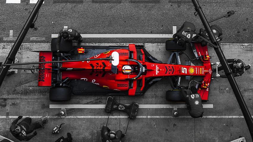 SF90 de Sebastian Vettel nos boxes [ ], f1 papel de parede HD